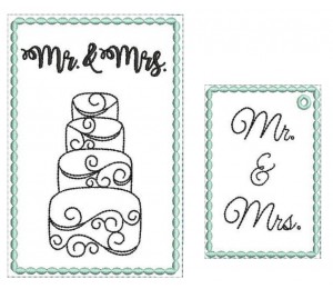 Stickdatei - Postkarte ITH "Mr. & Mrs. Torte" Hochzeit
